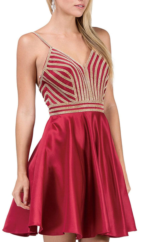 Dancing Queen - 3009 Beaded V-neck A-line Homecoming Dress
