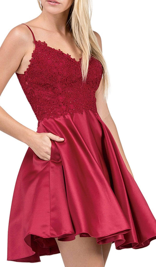 Dancing Queen - 3037 Jeweled Lace Bodice Homecoming Dress