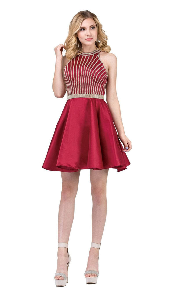 Dancing Queen - 3041 Gold Beaded Halter Neck A-line Homecoming Dress 2XL / Burgundy - Shop Dancing Queen dresses on Couture Candy at CoutureCandy.com Dancing Queen - 3041 Gold Beaded Halter Neck A-line Homecoming Dress 2XL / Burgundy - Shop Dancing Queen dresses on Couture Candy at CoutureCandy.com