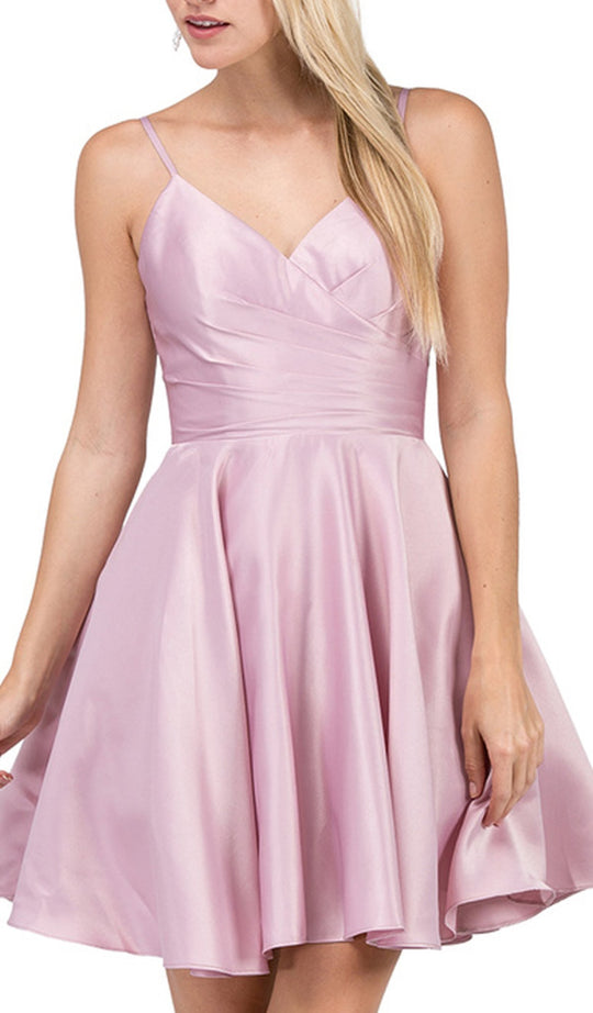 Dancing Queen - 3059 Sleek Pleated Surplice Homecoming Dress