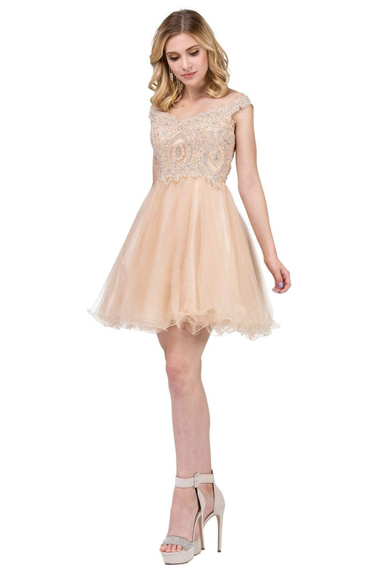 Dancing Queen - 3070 Beaded Lace Fit And Flare Cocktail Dress