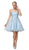 Dancing Queen - 3158 Embroidered Foliage Short A-Line Dress Homecoming Dresses XS / Sky Blue