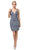 Dancing Queen - 3210 Beaded Sleeveless V Neck Cocktail Dress - 1 pc Rose Gold in Size Small Available CCSALE XL / Steel Blue