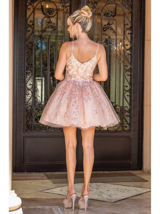 Dancing Queen 3278 - Floral Embroidery A-Line Cocktail Dress