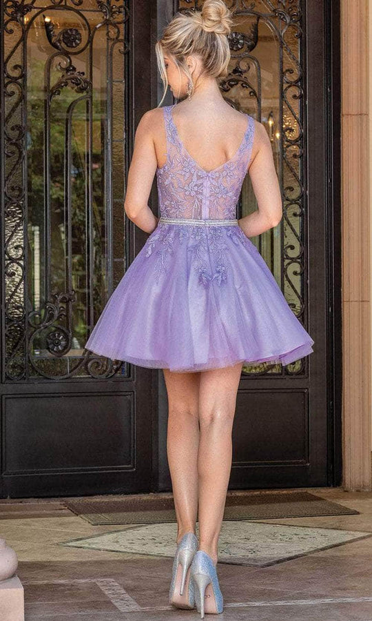 Dancing Queen 3296 - Sleeveless Floral Lace Cocktail Dress