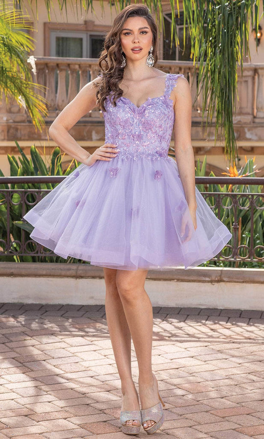 Dancing Queen 3338 - Sweetheart Appliqued Cocktail Dress