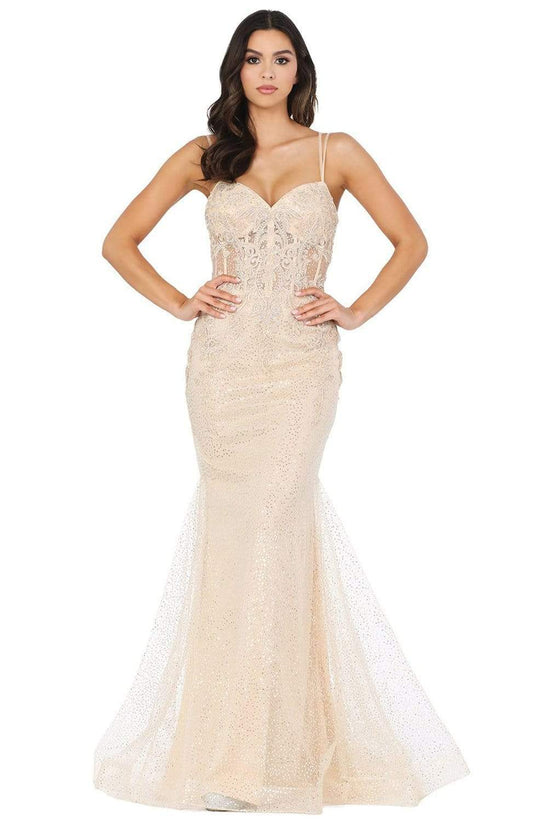 Dancing Queen - 4045 Illusion Corset Jewel-Strewn Mermaid Gown