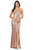Dancing Queen - 4056 Sequined Deep V-neck Sheath Dress Prom Dresses XS / Rose Gold