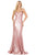 Dancing Queen - 4073 Spaghetti Straps Metallic Mermaid Gown Evening Dresses XS / Rose Gold