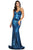 Dancing Queen - 4073 Spaghetti Straps Metallic Mermaid Gown Evening Dresses XS / Teal