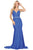 Dancing Queen - 4078 Metallic Strapped Racerback Trumpet Dress Evening Dresses XS / Royal Blue