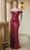 Dancing Queen - 4109 Off Shoulder Lace-Up Back Full Sequin Gown Prom Dresses XS / Burgundy