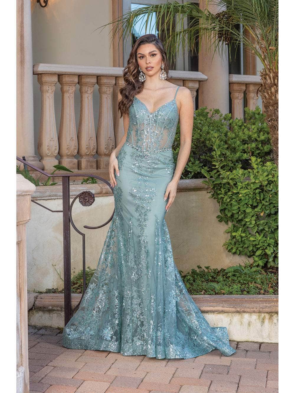Dancing Queen - 4118 Sheer Corset Bodice Embellished Simple Prom Gown –  Couture Candy