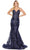 Dancing Queen - 4118 Sheer Corset Bodice Embellished Mermaid Prom Gown Prom Dresses XS / Navy