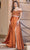 Dancing Queen 4222A - Off Shoulder A-line Satin Dress Evening Dresses XS / Sienna