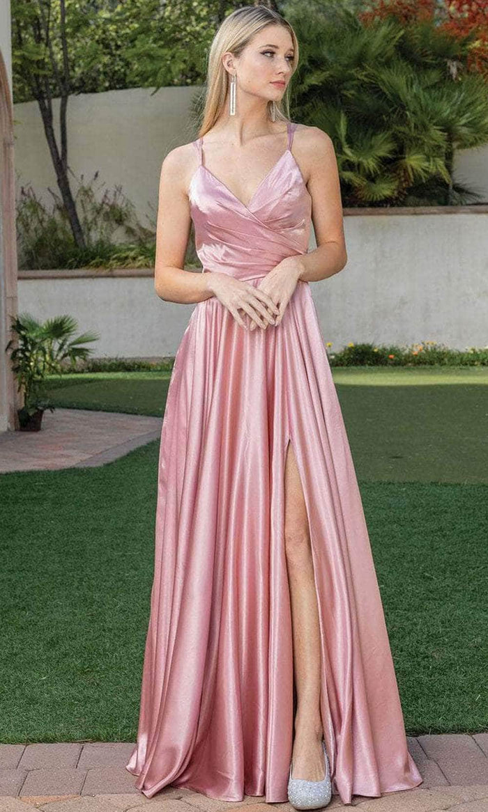 Dancing Queen 4263 - High Slit A-Line Prom Dress Special Occasion Dress XS / Blush