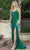 Dancing Queen 4283 - Lace Up Back Sheath Prom Dress Special Occasion Dress XS / Hunter Green