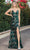 Dancing Queen 4287 - Sequined Plunging V-neck Evening Gown Special Occasion Dress XS / Hunter Green