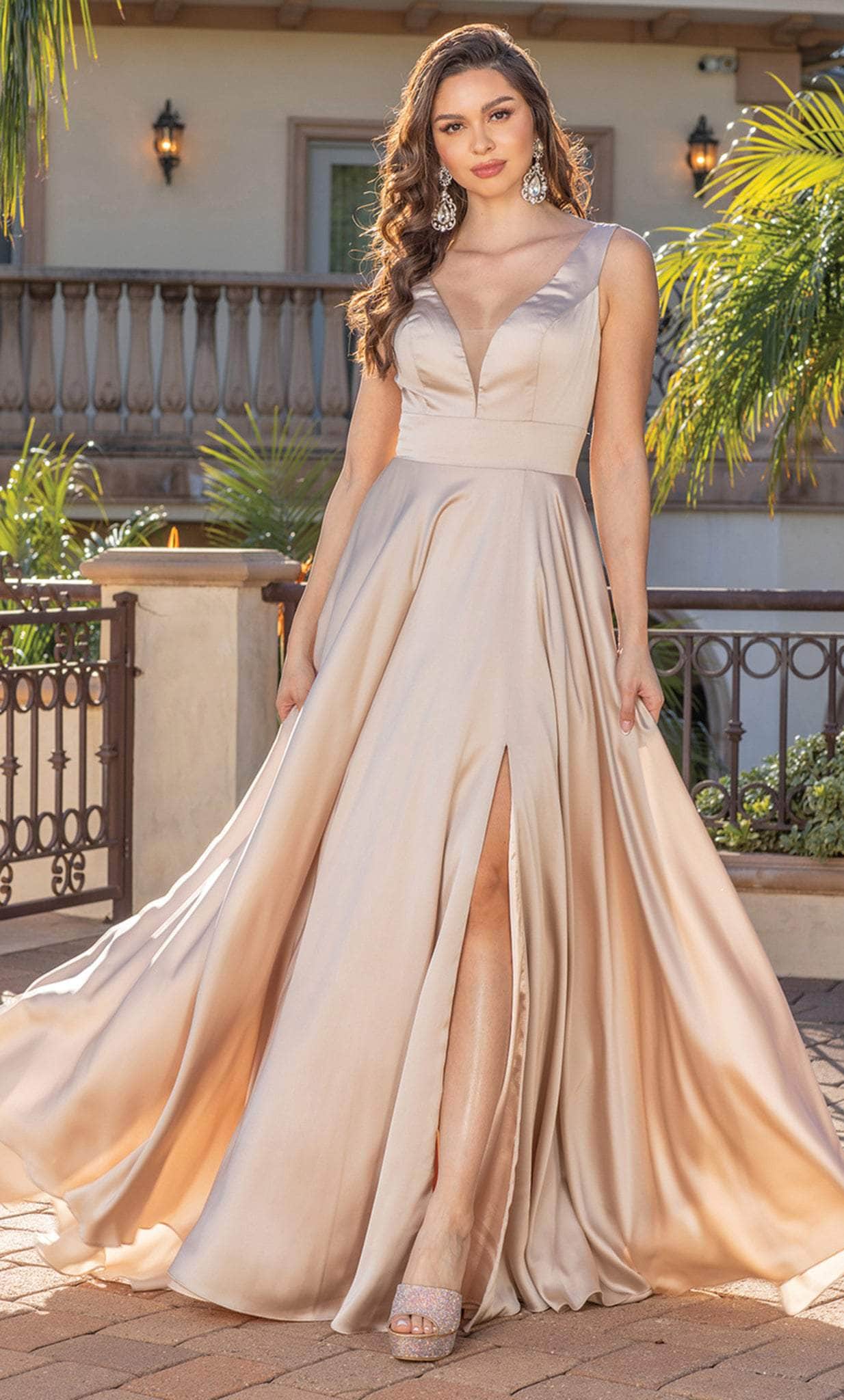 Evening Formal Gown or Wedding Dress in Pearl Beads and Champagne Lace –  Lives of Sirens