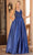 Dancing Queen 4326 - Lace Appliqued V-Neck Prom Gown Special Occasion Dress XS / Navy