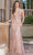 Dancing Queen 4343 - Leaf-Patterned Glittery Gown Long Dresses XS / Rose Gold