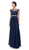 Dancing Queen - 9400 Illusion Neckline Beaded Belt A-Line Dress Bridesmaid Dresses XS / Navy