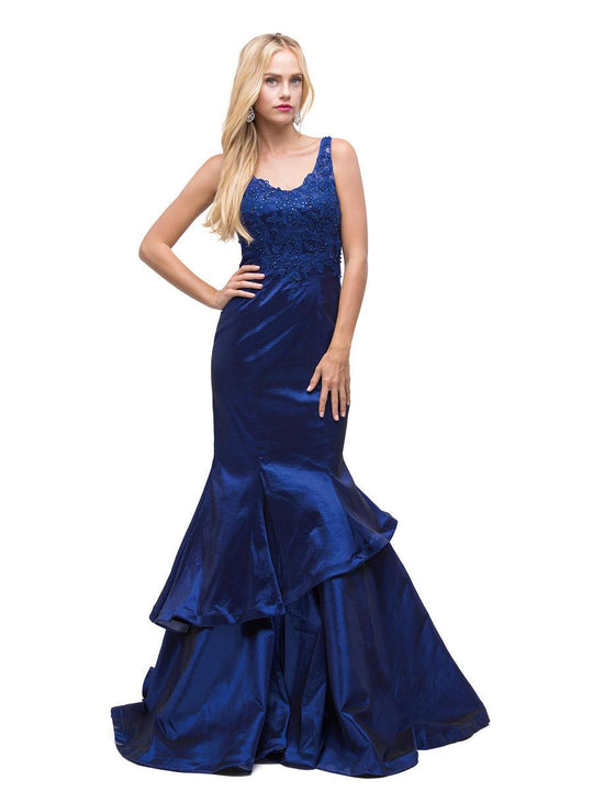 Dancing Queen 9457 Sleeveless V-Neck Mermaid Evening Dress CCSALE XS / Navy