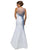 Dancing Queen 9501 Long Mermaid Style Dress with Sequin Accents CCSALE S / White/Royal Blue