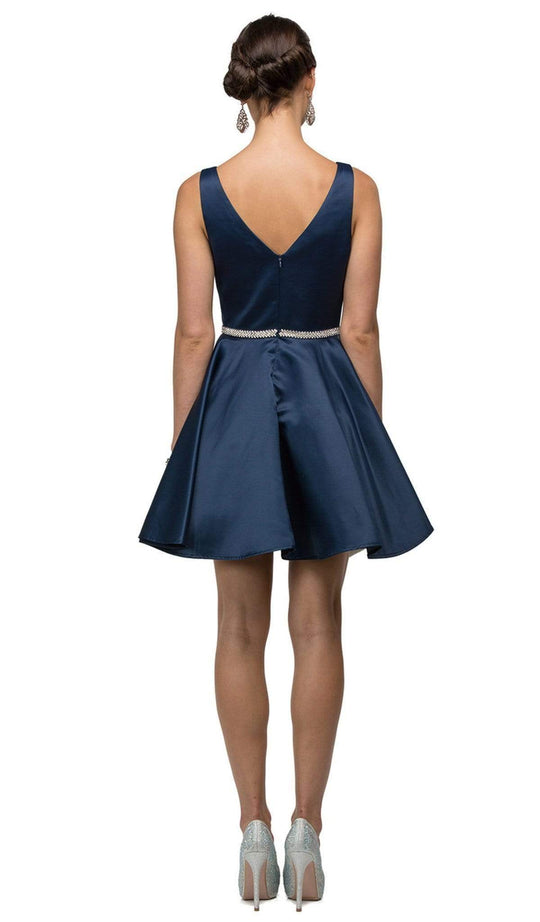 Dancing Queen - 9504 Sleeveless Sweetheart Satin Bejeweled Cocktail Dress