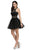 Dancing Queen - 9631 Appliqued Illusion High Neck Two-Piece Cocktail Dress Party Dresses XS / Black
