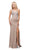 Dancing Queen - 9704 V-Neck Beaded Bodice Illusion Back Long Prom Dress Special Occasion Dress XS / Tan