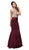 Dancing Queen - 9706 Teardrop Back Cutout Beaded Ornate Prom Dress Prom Dresses XS / Burgundy