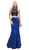 Dancing Queen - 9767 Two Piece Trumpet Silhouette Prom Dress with Ruffled Back Special Occasion Dress XS / Black/Royal Blue