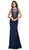 Dancing Queen - 9791 Beaded Sheer Trumpet Prom Dress Special Occasion Dress XS / Navy
