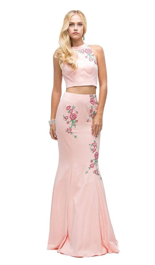 Dancing Queen - 9873 Two Piece Halter Mermaid Evening Dress