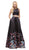 Dancing Queen - 9885 Two-Piece Bateau Floral A-line Prom Dress Special Occasion Dress S / Black/Multi Print