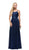 Dancing Queen - 9914 Embroidered Scoop A Line Evening Dress Bridesmaid Dresses XS / Navy