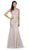 Dancing Queen - 9978 Embellished V-Neck Trumpet Prom Dress Prom Dresses XS / Silver/Nude
