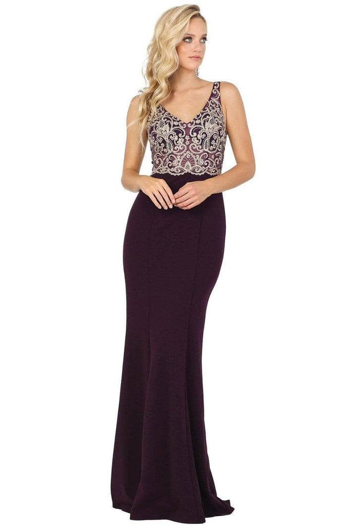Dancing Queen - Appliqued Sleeveless Evening Dress 2912 - 1 pc Plum In Size S Available CCSALE S / Plum