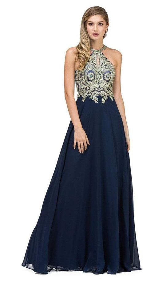 Dancing Queen Bare Shoulder Regal Lace Applique A Line Gown 9994 CCSALE 2XL / Navy