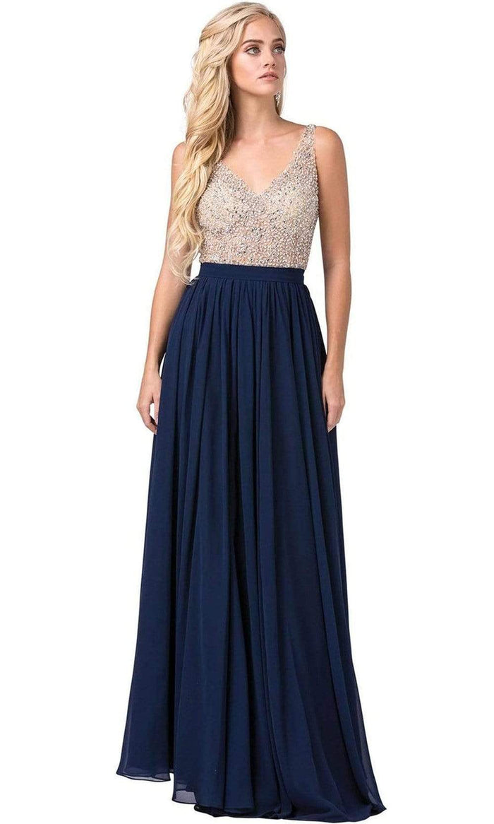Dancing Queen - Beaded Bodice Flowy A-Line Dress 2569 - 1 pc Navy In Size XS and 1 pc Plum in Size XS Available CCSALE XS / Navy