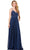 Dancing Queen - Beaded Lace V-neck A-line Prom Dress 9850 - 1 pc Navy In Size XS Available CCSALE XS / Navy