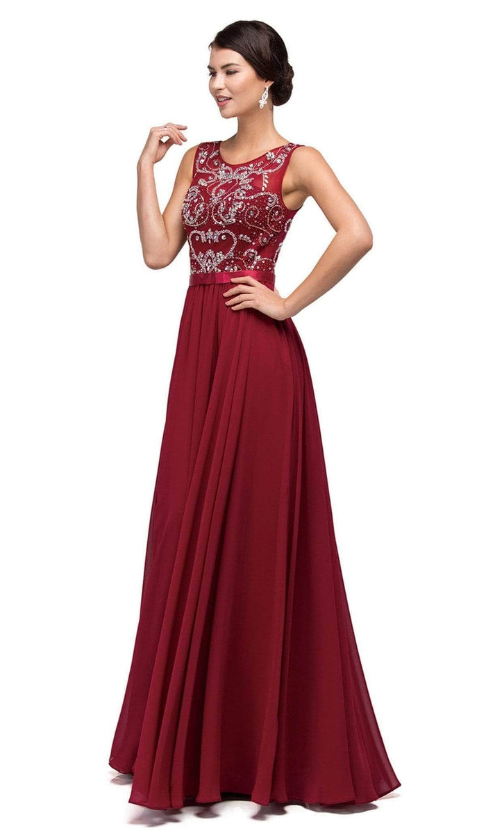Dancing Queen - Bejeweled A-Line Prom Dress 8736 - 1 pc Burgundy In Size S Available CCSALE S / Burgundy