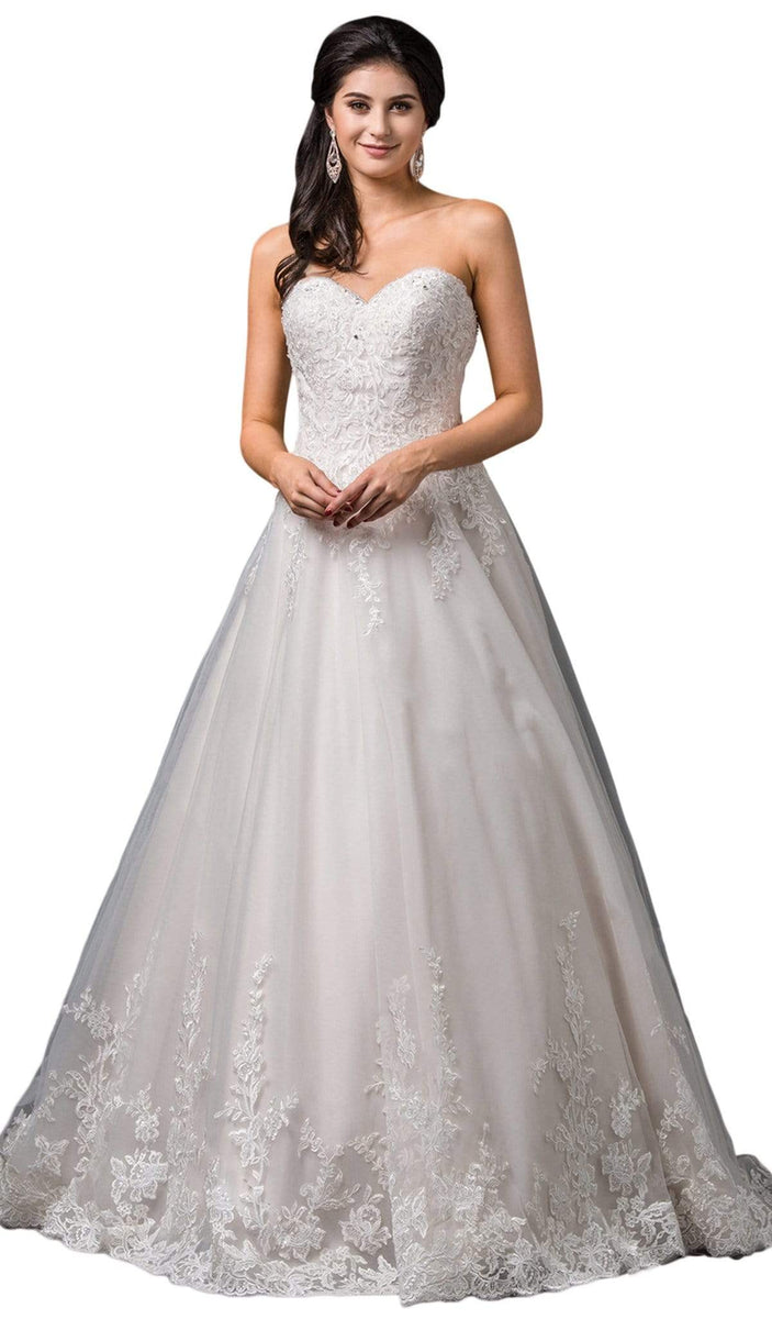 Dancing Queen 5020 – Embroidered Sweetheart Ballgown with Detachable Puff Sleeves and Layered Bow main image 0