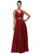 Dancing Queen Bridal - 9539 Sophisticated Ruched V-Neck Chiffon A-line Dress Wedding Dresses XS / Burgundy