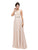 Dancing Queen Bridal - 9675 Illusion-Lace Bodice Chiffon A-Line Dress Bridesmaid Dresses XS / Champagne