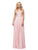 Dancing Queen Bridal - 9826 Gilded Lace Illusion A-Line Prom Dress Bridesmaid Dresses XS / Blush