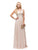 Dancing Queen Bridal - 9826 Gilded Lace Illusion A-Line Prom Dress Bridesmaid Dresses XS / Champagne