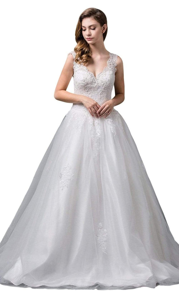 Dancing Queen Bridal - Sleeveless Embroidered Bodice Long Ballgown 71 - 1 pc Off White In Size XS Available CCSALE XS / Off White