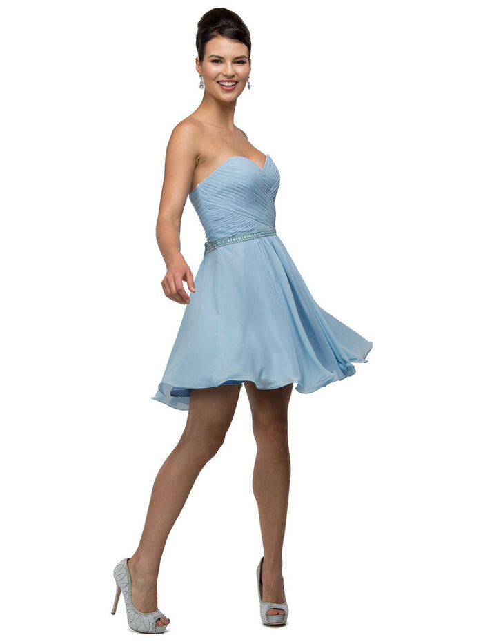 Dancing Queen Crisscrossed Sweetheart A-Line Dress 9581 CCSALE S / PERRY BLUE